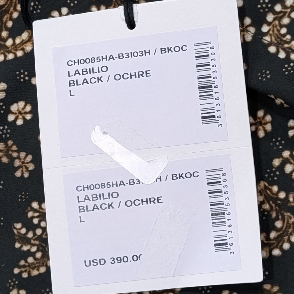 $390 Mens Isabel Marant "Labilio" Floral SS Button Up Shirt Black/Ochre Large - Picture 7 of 7